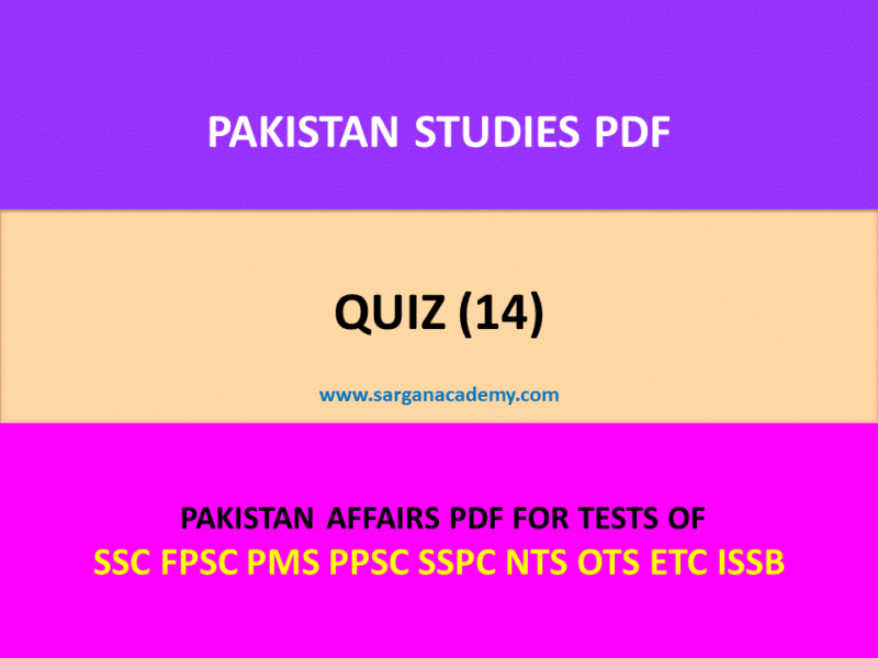 Free MCQS Pdf Download of Pakistan Studies